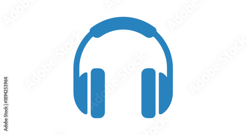 Blue Headphones Icon Representing Audio and Sound Technology.