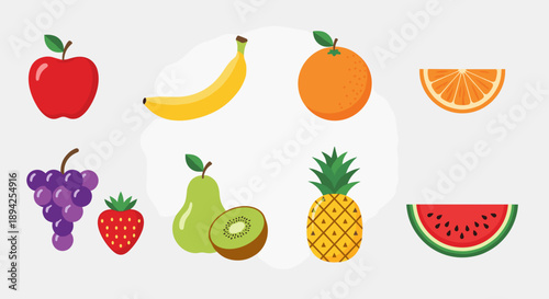 Collection of Fresh Fruits Variety Displayed Together.