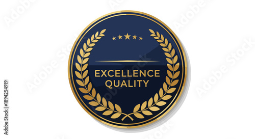 Premium Excellence Quality Award Emblem with Laurel Wreath.