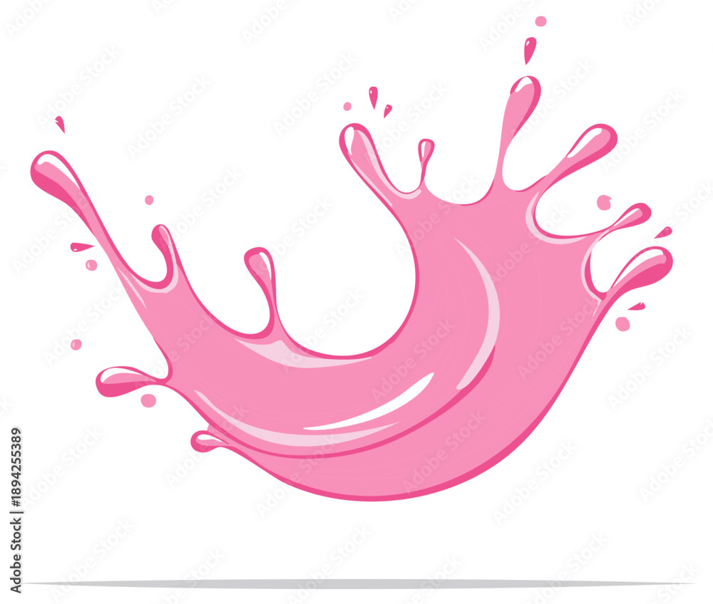 Obraz premium Vivid pink liquid splash illustration creates dynamic flowing spray for fruit juices или milkshakes