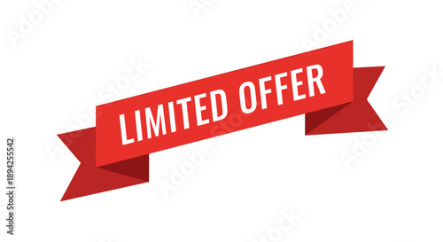 Red Ribbon Banner Announcing Limited Offer Promotion.