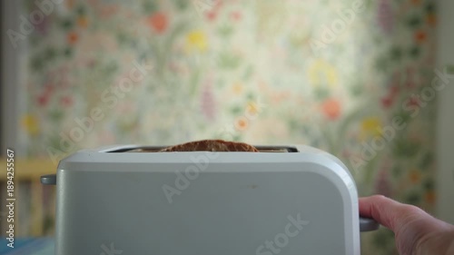 Starting Toaster With Bread Slices