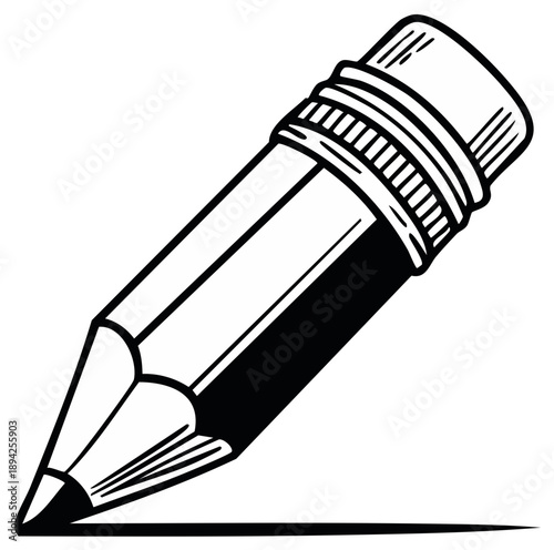 Single Short Pencil Writes a Bold Line On White Paper