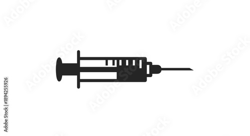 Simple Silhouette Icon of a Medical Syringe.