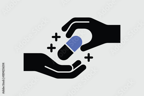 Hand Giving Medicine Pill, healthcare support concept