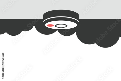 Smoke Detector Triggered by Rising Smoke, fire safety concept with copy space