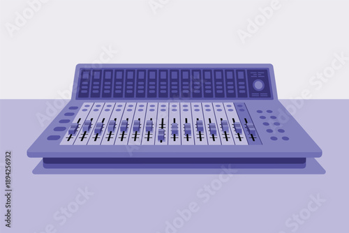 Professional Audio Mixing Console with Faders and Knobs, audio engineering concept