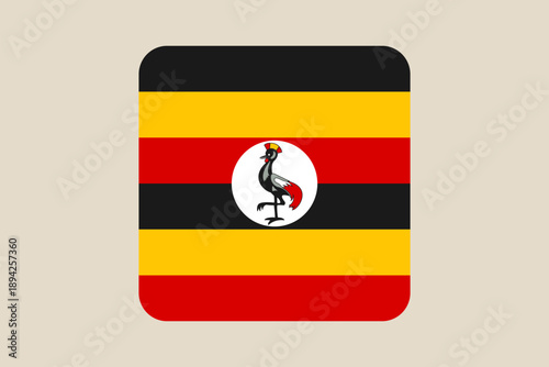 Free Download Official National Flag of Uganda Represented as a Modern Rounded Square Icon Symbolizing African Heritage and Pride - GFXLoad