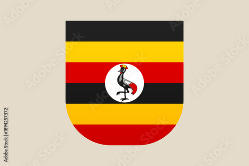 Uganda National Flag Emblem proudly presented within a modern shield shape, symbolizing national identity and patriotic spirit. Free Download Uganda National Flag Emblem proudly presented within a modern shield shape, symbolizing national identity and patriotic spirit. - GFXLoad