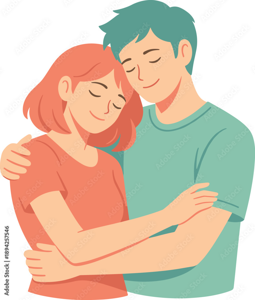 Obraz premium Couple enjoying a soft affectionate hug, slight lean toward each other and relaxed poses capturing emotional