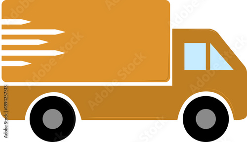 Fast delivery truck. Transport designed for the prompt transportation of goods, parcels and cargo. A symbol of speed, reliability and modern logistics solutions. Dynamic lines emphasize urgency.