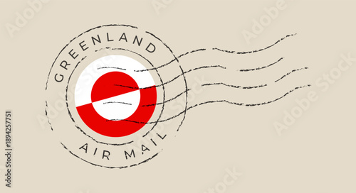 Vintage Greenland Air Mail Postmark Stamp Vector Illustrating Iconic Arctic Postal Communication and National Identity.