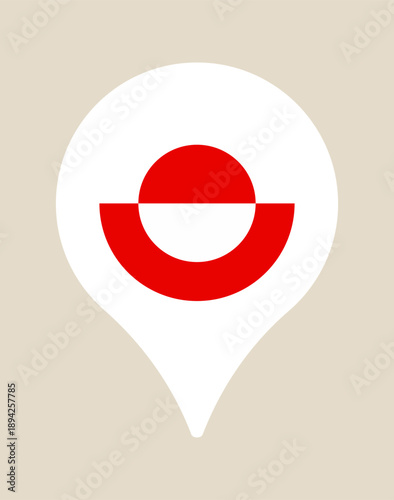 Greenland Flag Map Pin Icon Indicating Location for Travel, Arctic Geography, and International Concepts in a Modern Minimalist Style.
