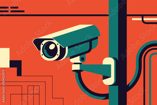 Modern Security Camera Monitoring System, surveillance technology concept