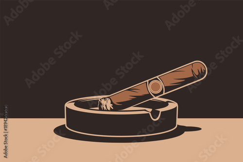 Classic Cigar Resting in an Ashtray, luxury lifestyle concept