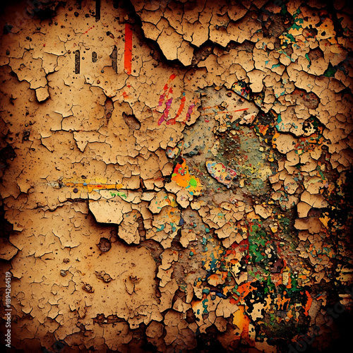 Vintage Grunge Texture Background with Crumpled Paper Cracked Wall and Scratched Antique Surfaces