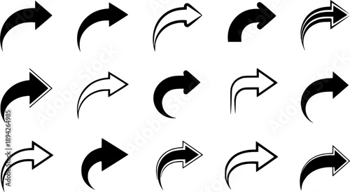 curved arrow right direction vector sign