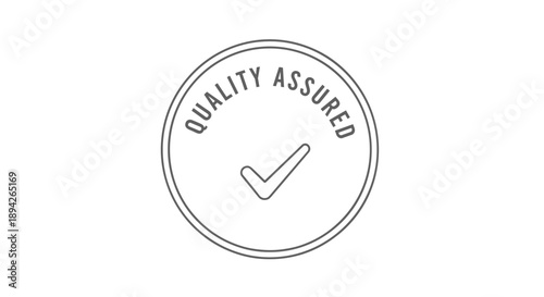 Quality Assured Stamp with Check Mark Symbol.