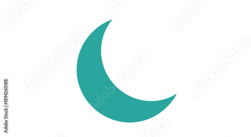 Teal Crescent Moon Shape Icon Simple Graphic.