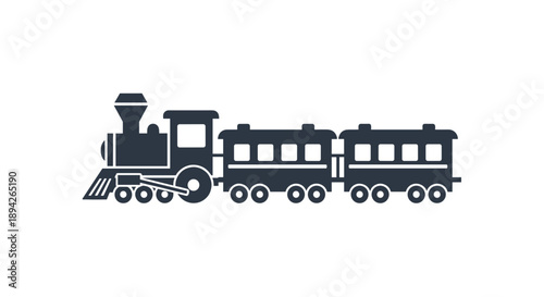 Classic Steam Locomotive with Passenger Cars Silhouette.