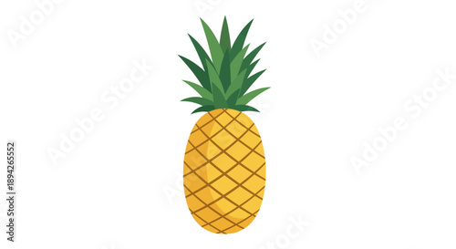 A vibrant pineapple illustration standing alone on a clean background viewed from directly above with detailed texture and bright colors