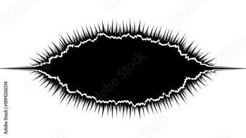 An artistic representation of an eye with eyelashes, created digitally, viewed from the front, with a focus on detail