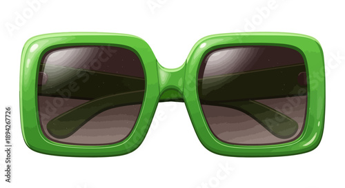 Bright green sunglasses with square frames and dark lenses on a white background steven 630