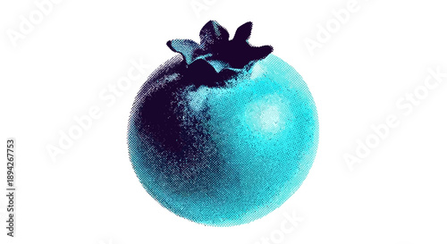 A blue fruit with a dark stem, isolated on a plain background, viewed from the side, showcasing its vibrant color and texture.