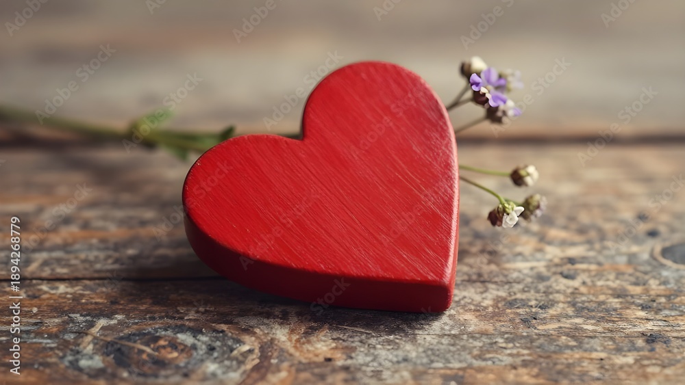Fototapeta premium Red heart on a wooden background