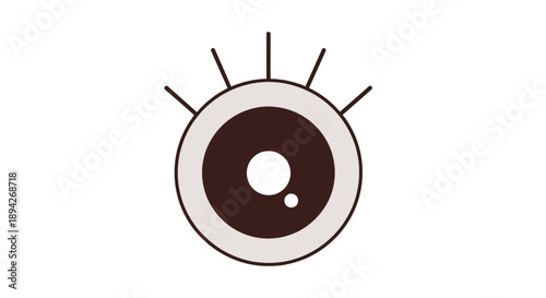 An illustration of a human eye with a sun symbol overlaid on a simple background from a direct viewpoint