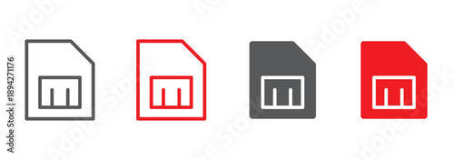 Sim card icon vector isolated on white background. Mobile slot icon. Mobile cellular phone sim card chip.