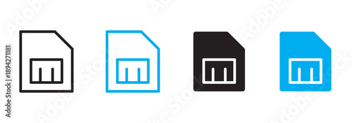 Sim card icon vector isolated on white background. Mobile slot icon. Mobile cellular phone sim card chip.