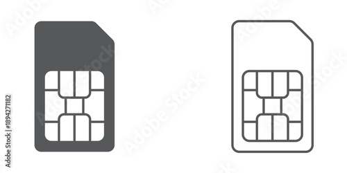 Sim card icon vector isolated on white background. Mobile slot icon. Mobile cellular phone sim card chip.