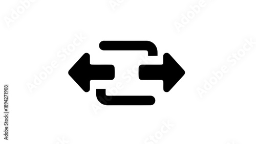 Vector illustration of two opposing arrows indicating data transfer, file exchange, or synchronization processes, on transparent background