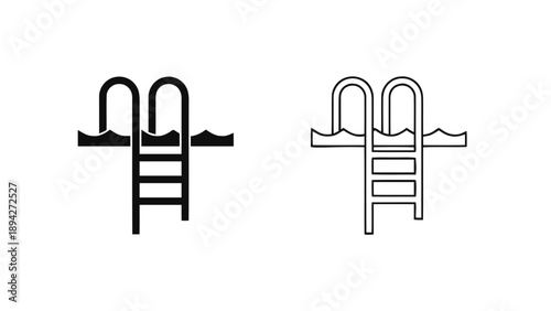 Vector illustration of swimming pool ladder water icon, symbolizing summer recreation and aquatic activity on transparent background