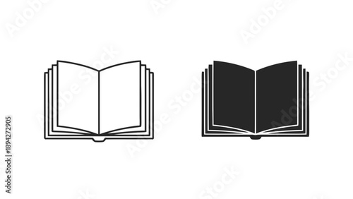 Vector illustration of an open book symbol set for education and knowledge concepts, on transparent background