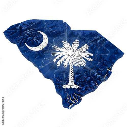 South Carolina State Flag Map Shape On Isolated Transparent Background