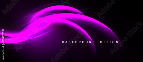 Abstract pink waves flow across black background. Smooth lines create dynamic, modern visual effect. Design suggests movement, energy.