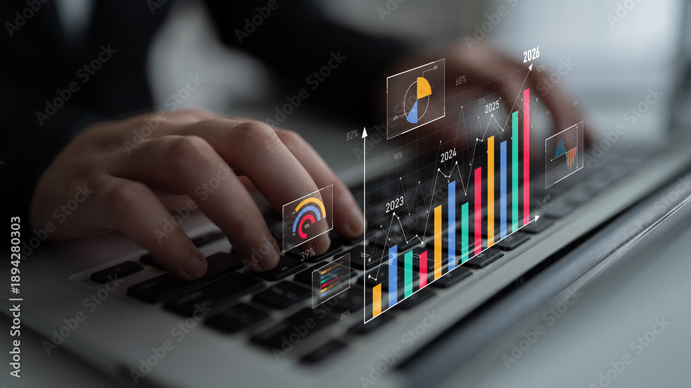 Fototapeta premium Strategic business planning drives growth, expansion, and innovation using metrics and roadmaps to ensure success in the future. Latch