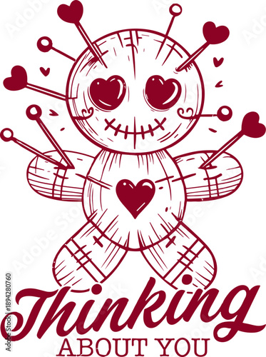 Thinking About You SVG, Funny Valentine's Day svg, Sassy Voodoo Doll Vday svg, Cute Valentines Day svg, Snarky Voodoo Doll svg
