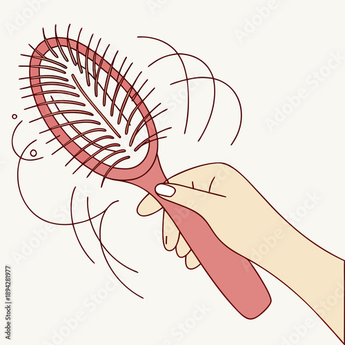Hand Holding Hairbrush with Loose Hair - Hair Loss or Shedding Concept