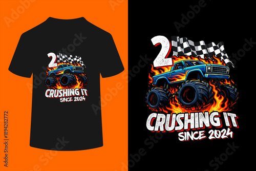 Birthday Monster Truck 5 Year Old Boys 5th Party Born 2024 T-Shirt
