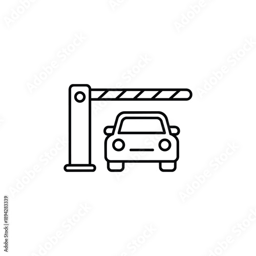 Parking gate with car icon black and white vector illustration for parking access control