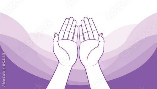 Prayer Hands Dua Gesture Islamic Worship Silhouette Vector