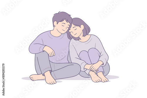 Quiet Scandinavian Moment. Couple spending a quiet moment together without words, relaxed poses and soft expressions conveying