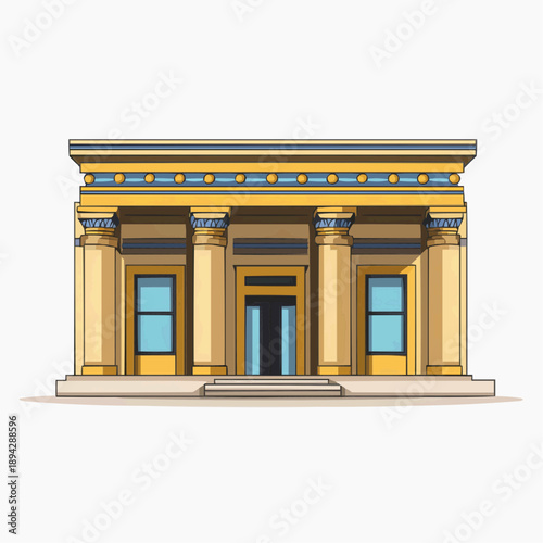 Classical museum building facade with columns. Flat vector art illustration of a public institution, isolated on white.