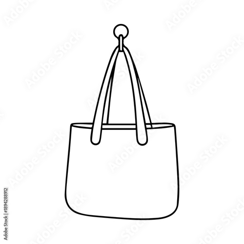 The bag is hanging on a hook line icon vector on a white background
Vector line icon