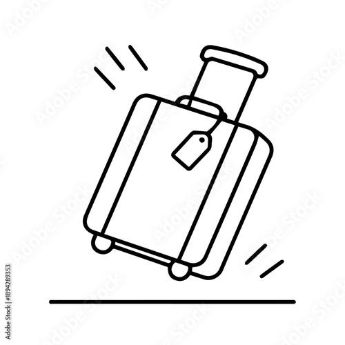 The suitcase falls line icon vector on a white background
Vector line icon
