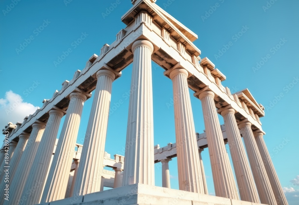 Fototapeta premium Epic Greek Temple Ancient History Majestic Columns under Azure Sky