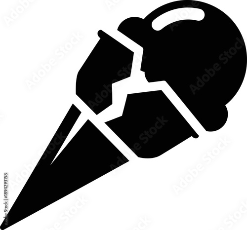Broken ice cream cone with a single scoop